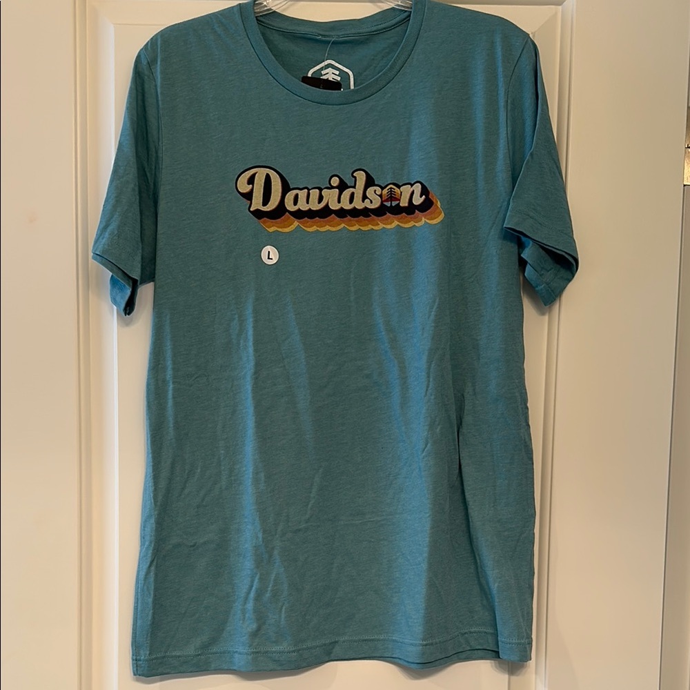 Blue Short Sleeve Davidson Tee with Script Logo